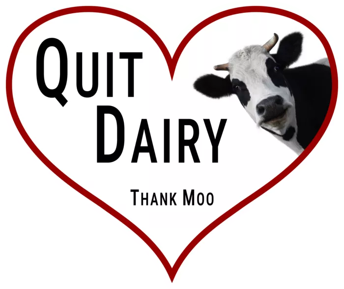 Vegan message sticker: Quit Dairy Thank Moo