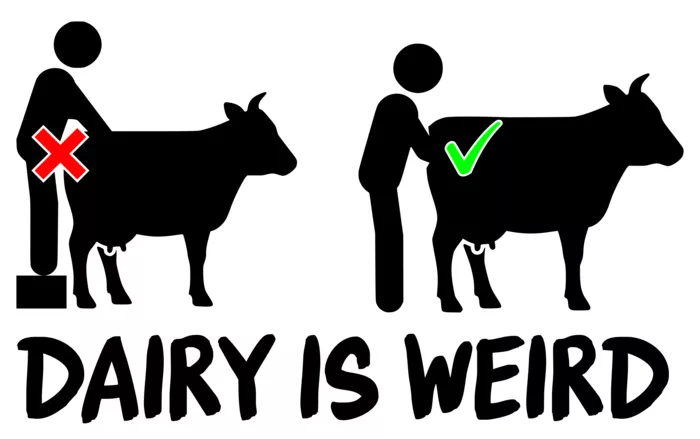 Vegan message sticker: Dairy Is Weird Pictogram