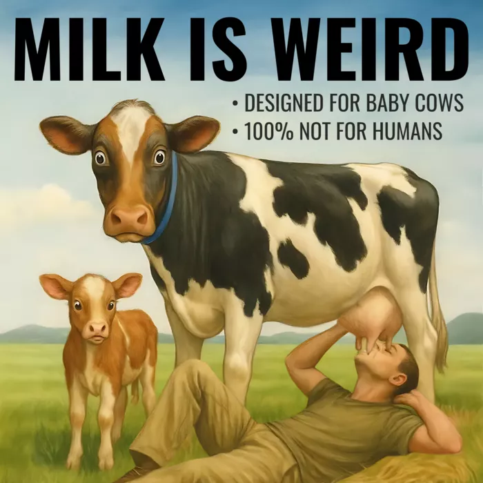 Vegan message sticker: Milk Is Weird