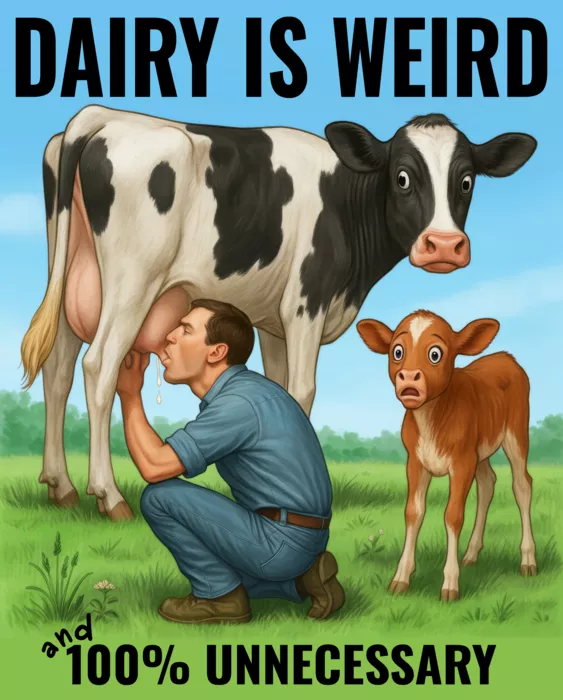 Vegan message sticker: Dairy Is Weird And Unnecessary
