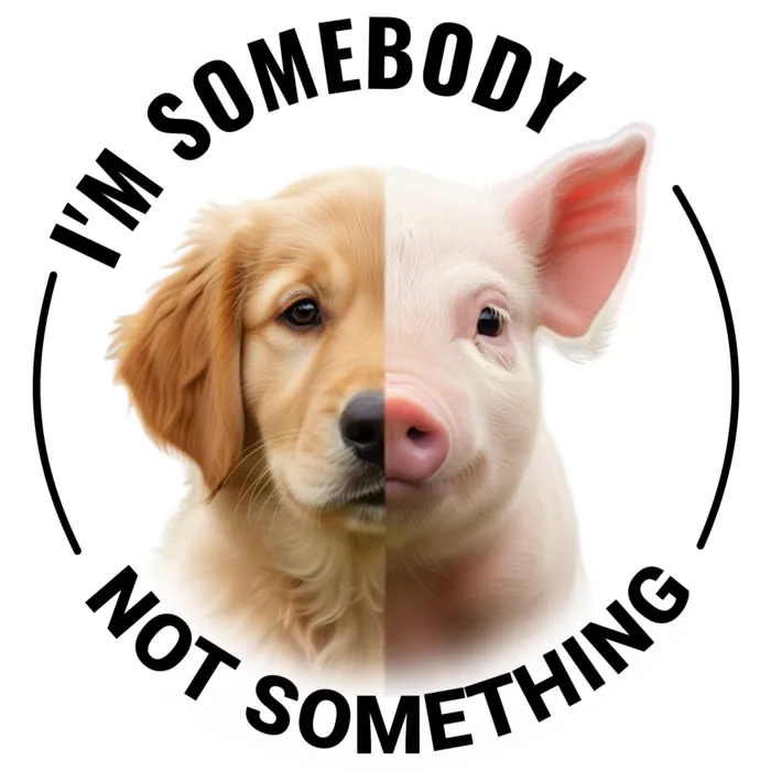 Vegan message sticker: I'm Somebody - Not Something