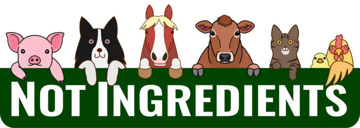 Vegan message sticker: Animals Are Not Ingredients