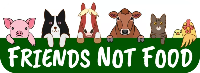 Vegan message sticker: Friends Not Food