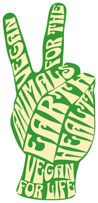 Vegan message sticker: Vegan For Animals, Earth, Health, Life