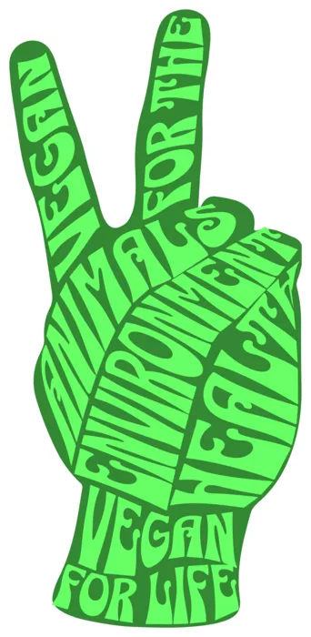 Vegan message sticker: Vegan For Animals, Environment, Health, Life