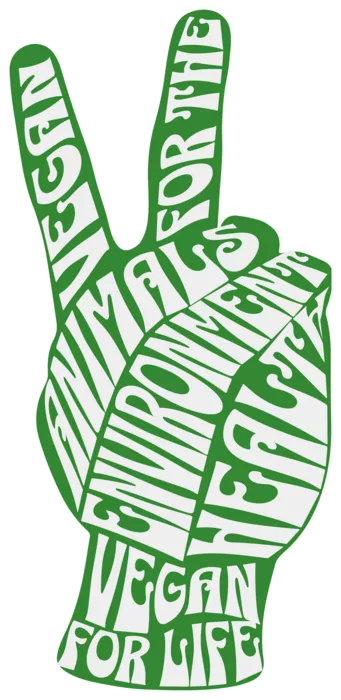 Vegan message sticker: Vegan For Animals, Environment, Health, Life