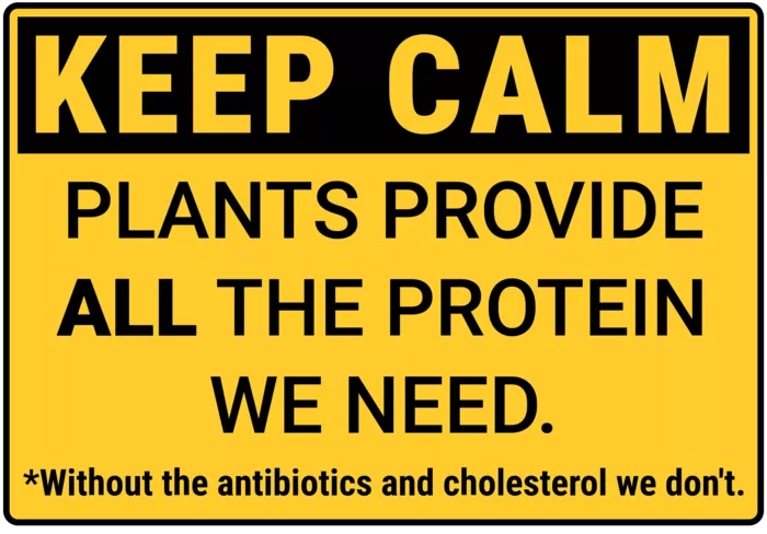 Vegan message sticker: Keep Calm - Plants Provide Protein