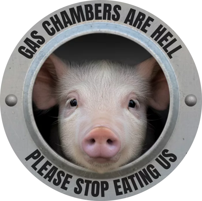 Vegan message sticker: Please Stop Eating Us