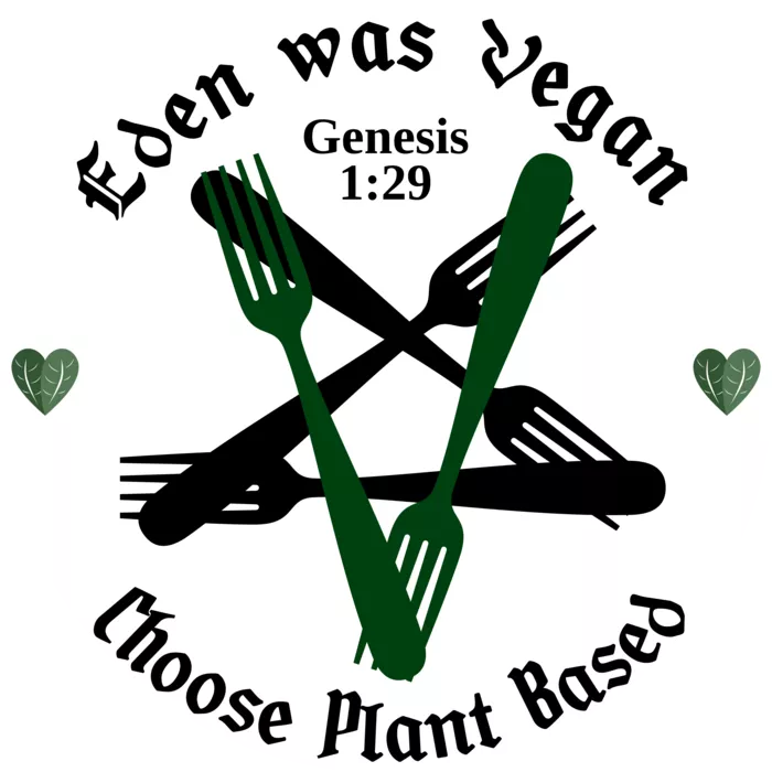 Vegan message sticker: Eden Was Vegan - Choose Plant Based