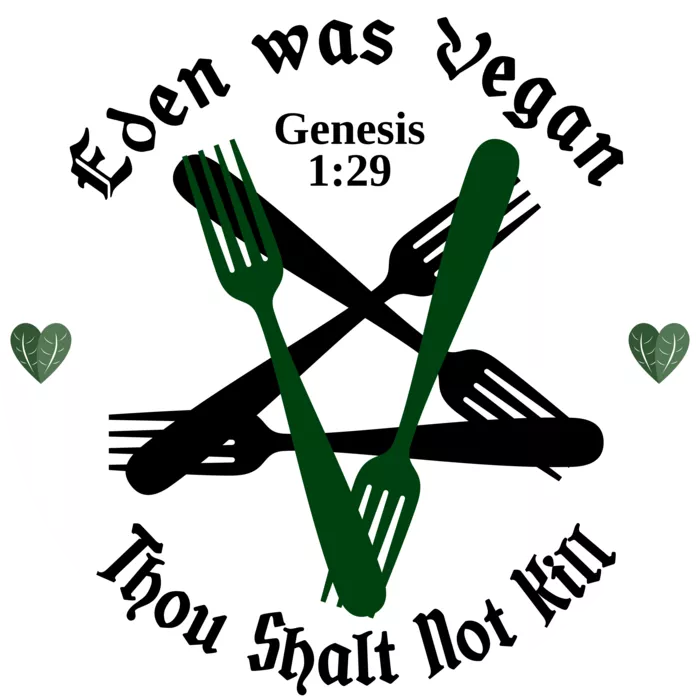 Vegan message sticker: Eden Was Vegan - Thou Shalt Not Kill