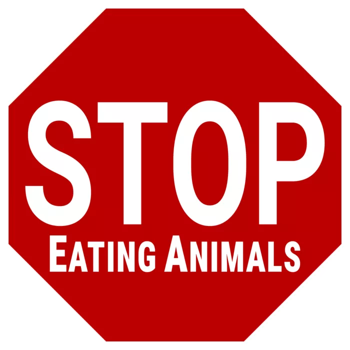 Vegan message sticker: Stop Sign - Stop Eating Animals