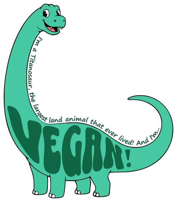 Vegan message sticker: Titanosaur Vegan Dinosaur